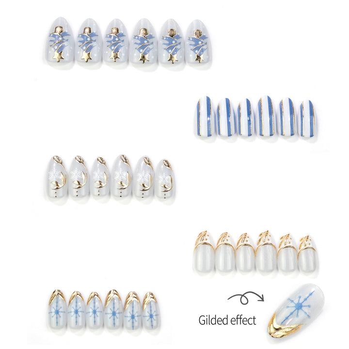 Winter-Themed Press-On Nail Set with Elegant Holiday Designs Kalsten