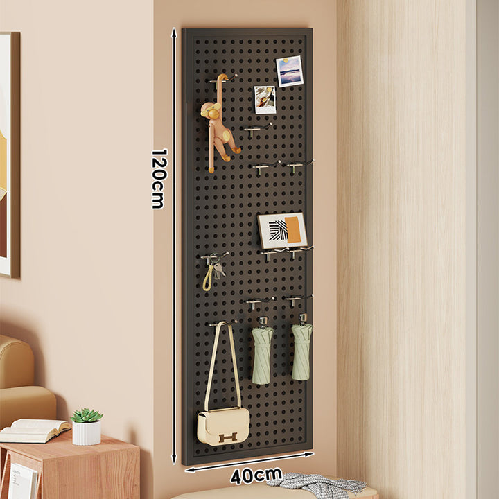 Wall-Mounted Perforated Pegboard Organizer Panel with Modular Hooks