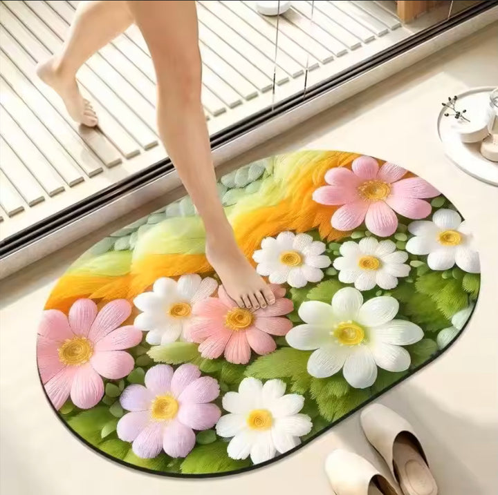 Floral Memory Foam Bath Mat Kalsten