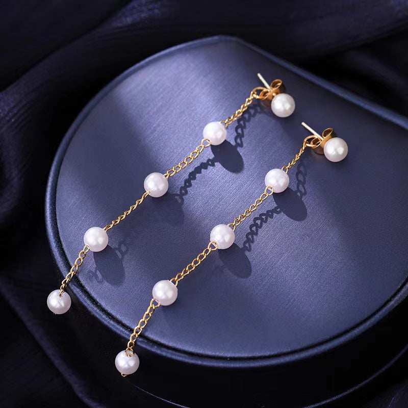 Pearl Chain Drop Earrings Kalsten