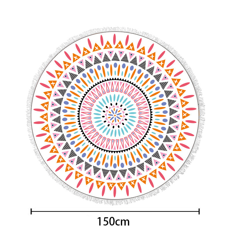 Round beach towel with artistic lotus motif Kalsten