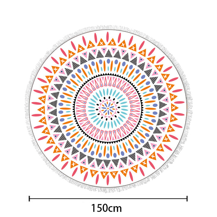 Round beach towel with artistic lotus motif Kalsten