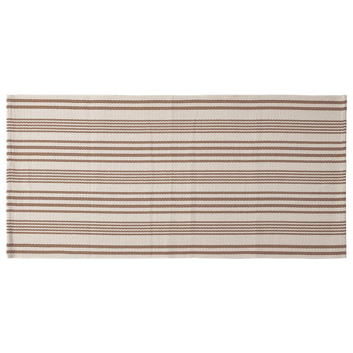 Flat woven runner for living and dining room with modern stripe pattern