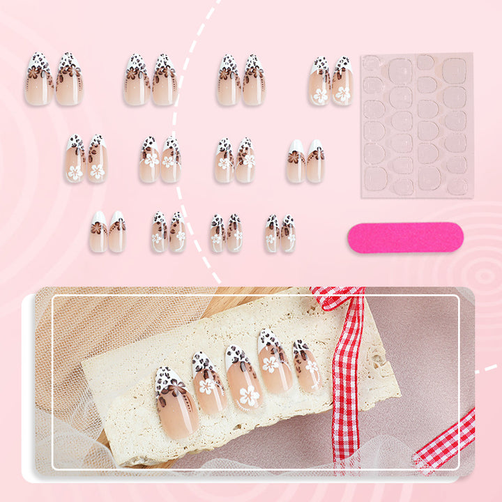 Elegant Leopard and Floral Design Press-On Nails