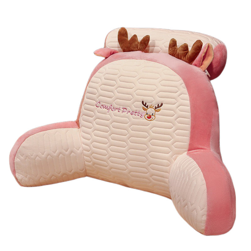 Ergonomic reading pillow with armrests, neck roll and non-slip cover