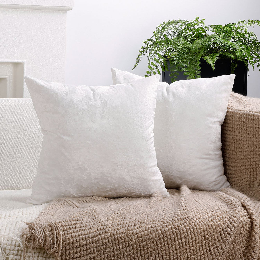 Luxurious Crushed Velvet Square Cushion Cover with Plush Faux-Fur Texture and Invisible Zip