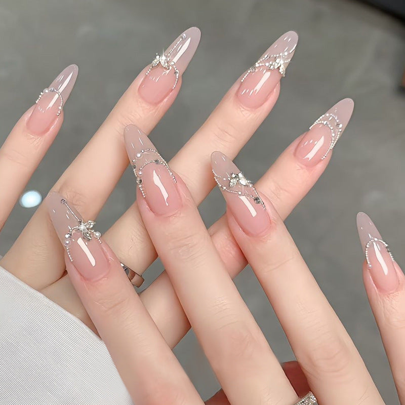 Elegant Stiletto Press-On Nail Art Set with Crystal Accents Kalsten