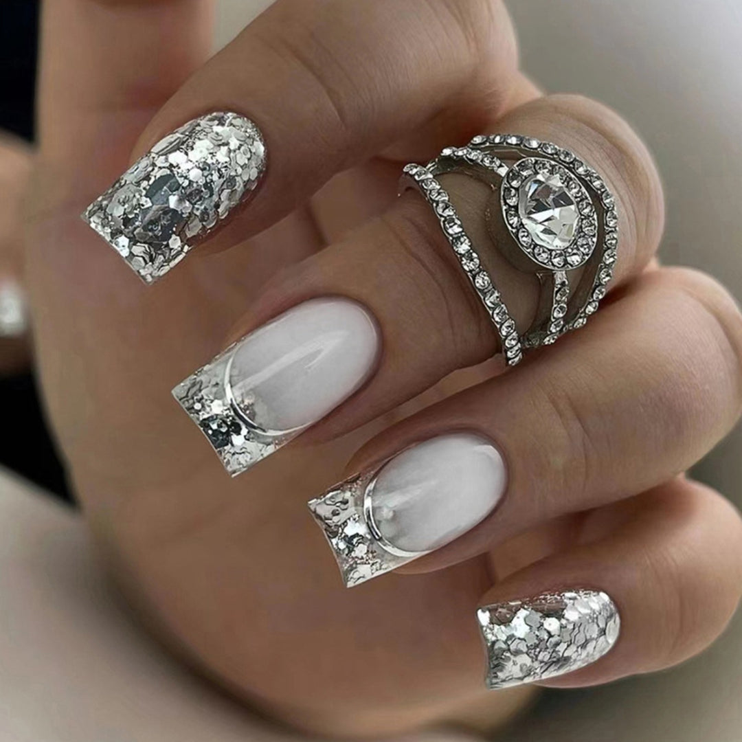 Glamorous Glittery Acrylic Nail Extensions Kalsten