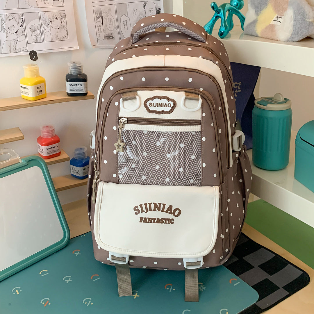 Stylish Polka Dot School Backpack Kalsten