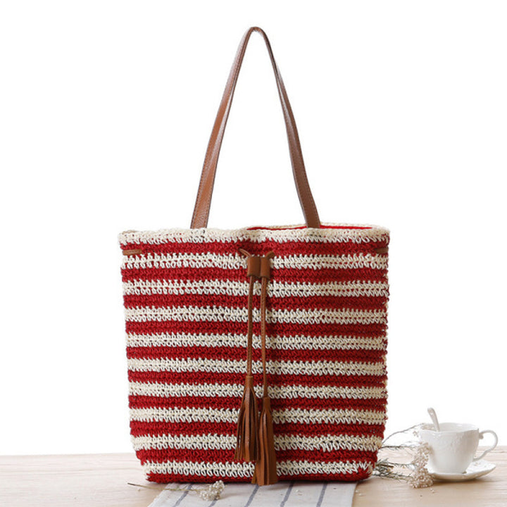 Stylish Bast Beach Bag with Leather Accents Kalsten