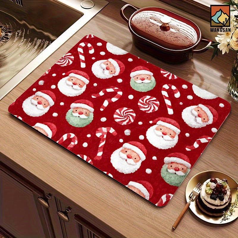 Festive Christmas-Themed Kitchen Mat