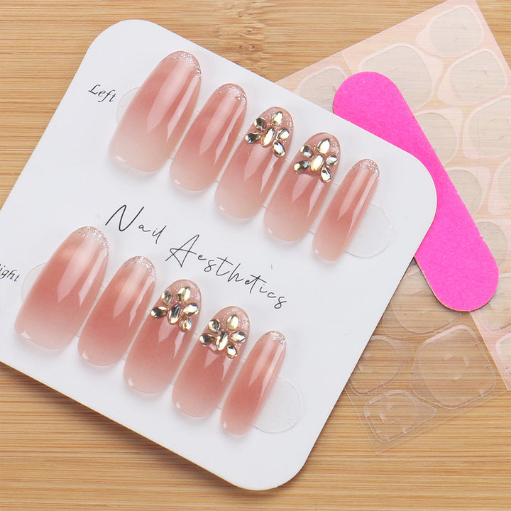 Elegant Press-On Nail Extensions with Floral Accents Kalsten