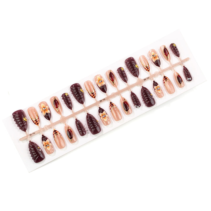 Decorative Press-On Nail Art Set with Floral Elements Kalsten