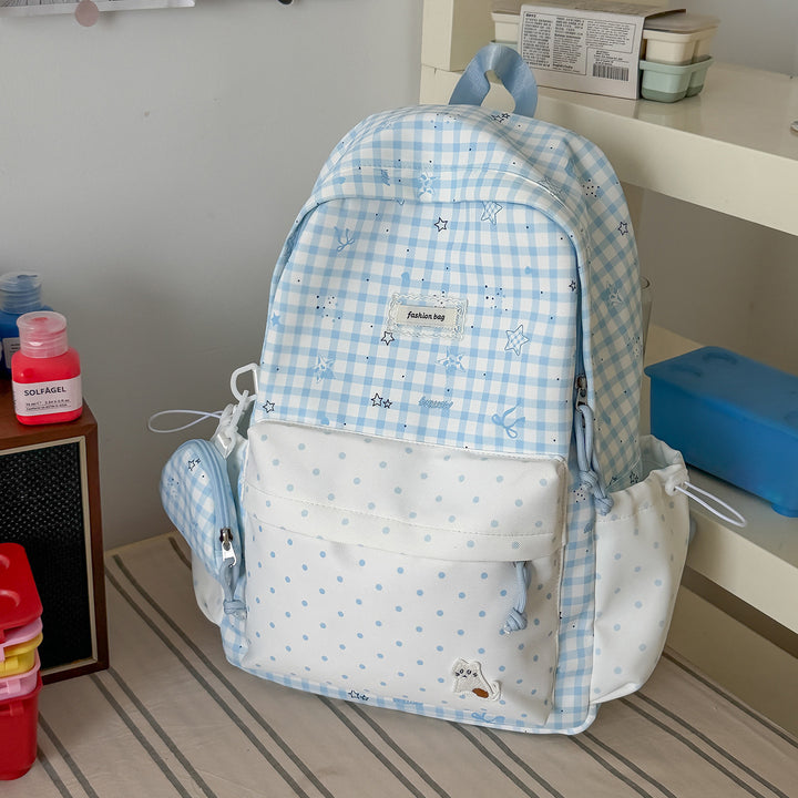 Stylish Checks Print Casual Backpack Kalsten