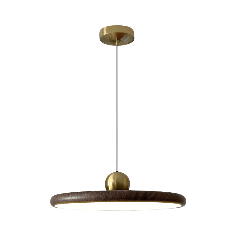 Contemporary Wood and Brass Pendant Light