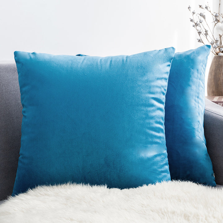 Ultra-Soft Velvet Square Decorative Pillow Cover with Minky Back and Invisible Zipper