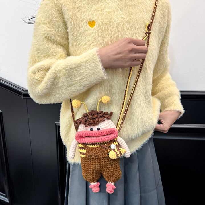Cute Crochet Bee-Themed Mini Backpack
