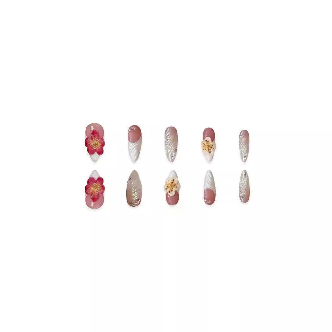 Floral 3D Acrylic Nail Enhancements Kalsten