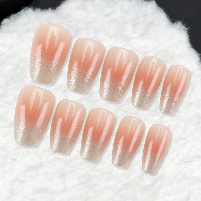 Glossy French Tip Press-On Nails with Glitter Accents Kalsten