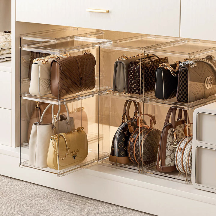 stackable transparent storage shelf three-piece