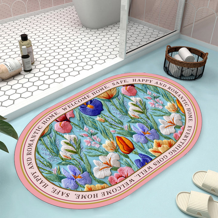 Floral Design Bath Mat Kalsten