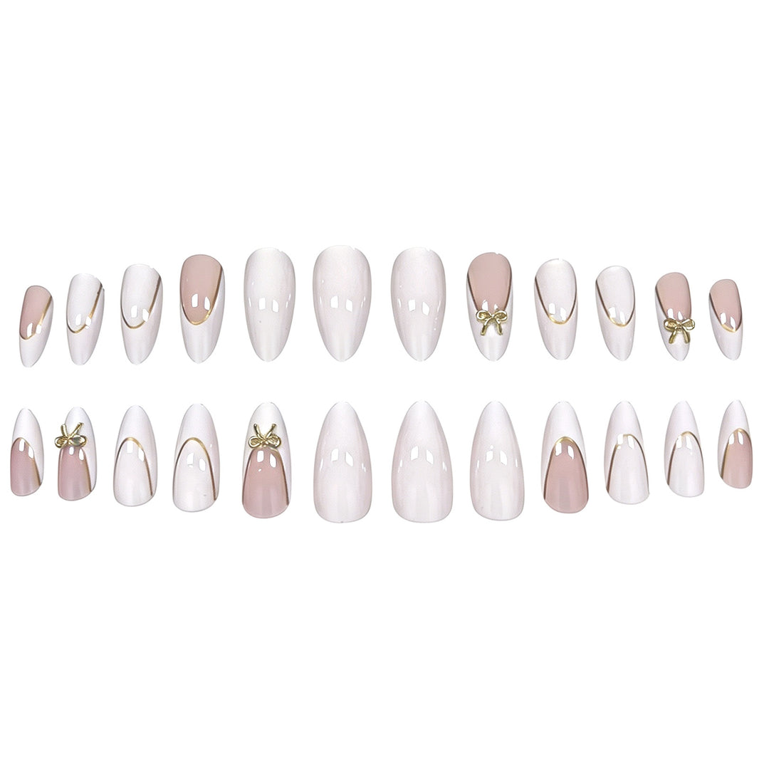Elegant Stiletto Nail Art Extensions with Decorative Bow Kalsten