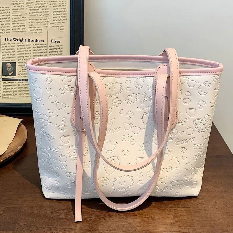 Embossed Graphic Design Tote Bag Kalsten