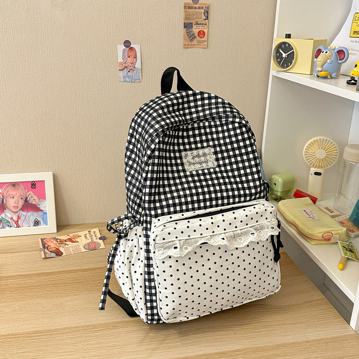 Stylish Gingham Patterned Backpack Kalsten