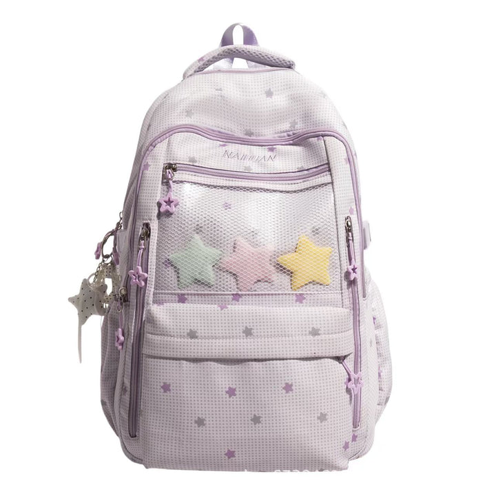 Star-Motif Multi-Pocket Backpack Kalsten