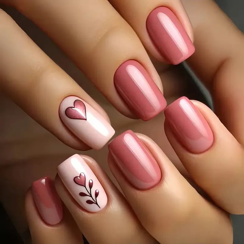 Heart-Embellished Nail Art Design Kalsten