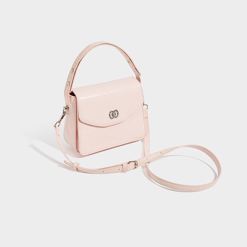Crocodile-Embossed Structured Handbag