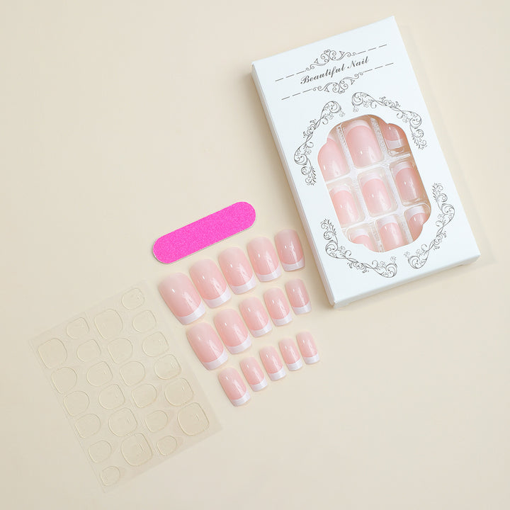 Artificial nail set with elegant French tip decorations Kalsten
