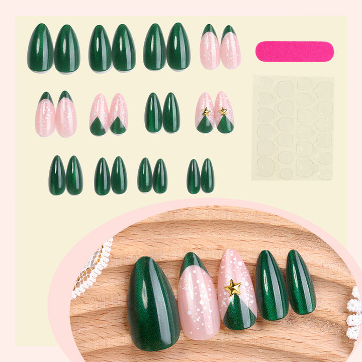 Artificial nail set with festive Christmas design and glitter accents Kalsten