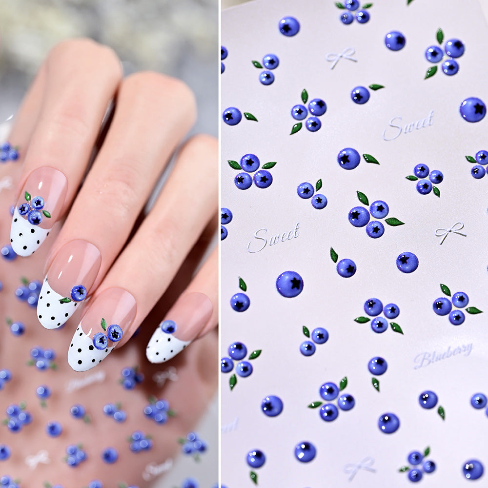 Blueberry-Themed Nail Art Stickers