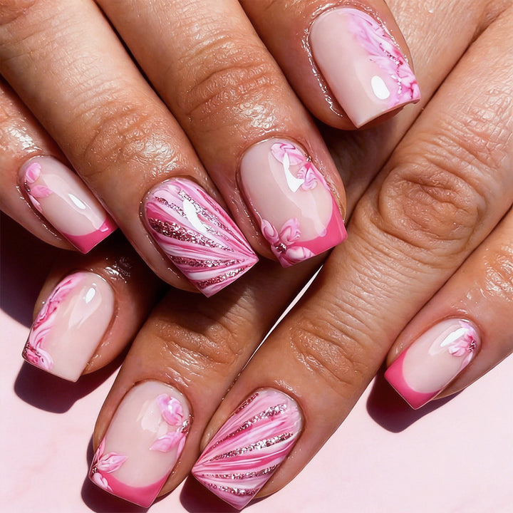 Artistic Floral Gel Press-On Nails Kalsten