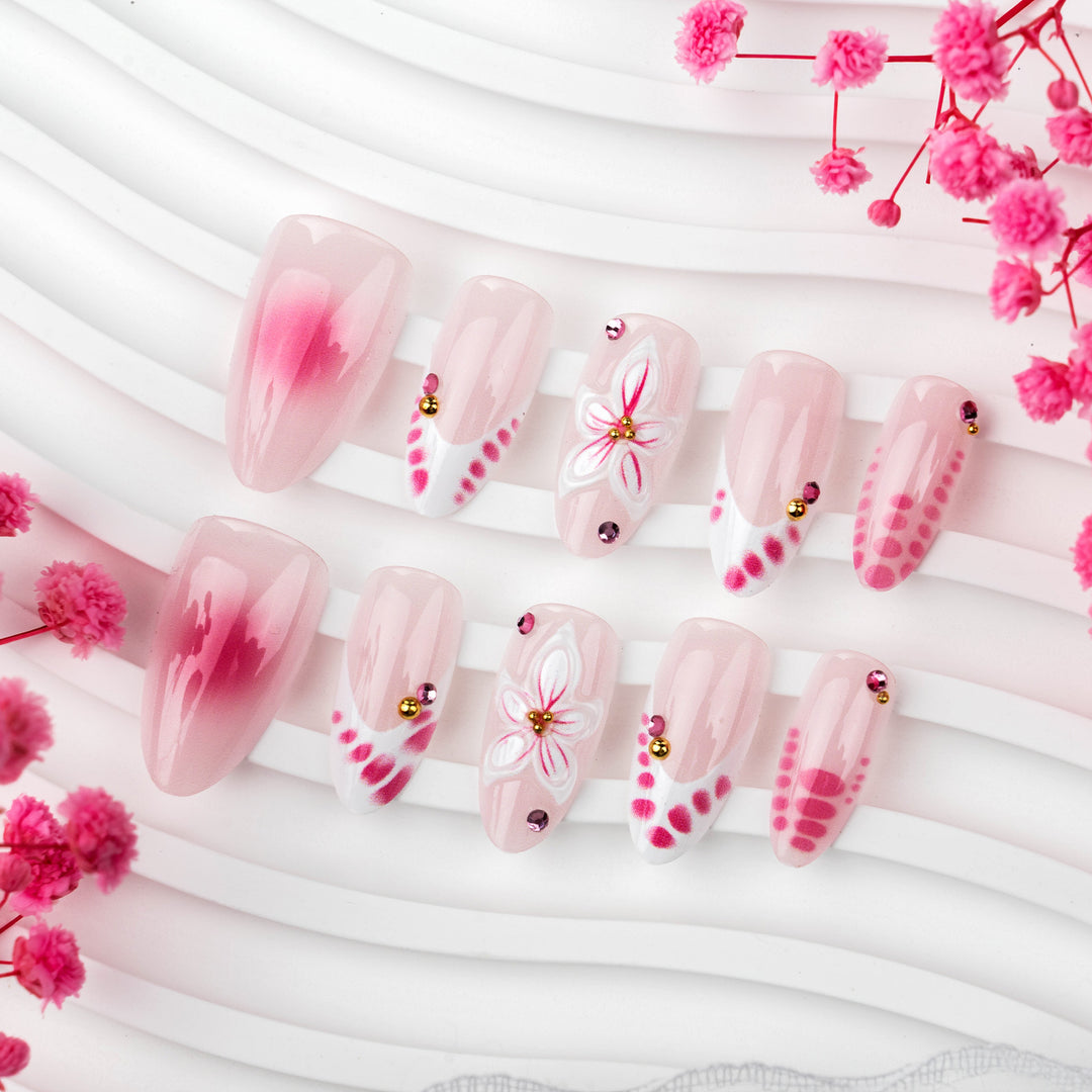 Floral Design Stiletto Press-On Nails Kalsten