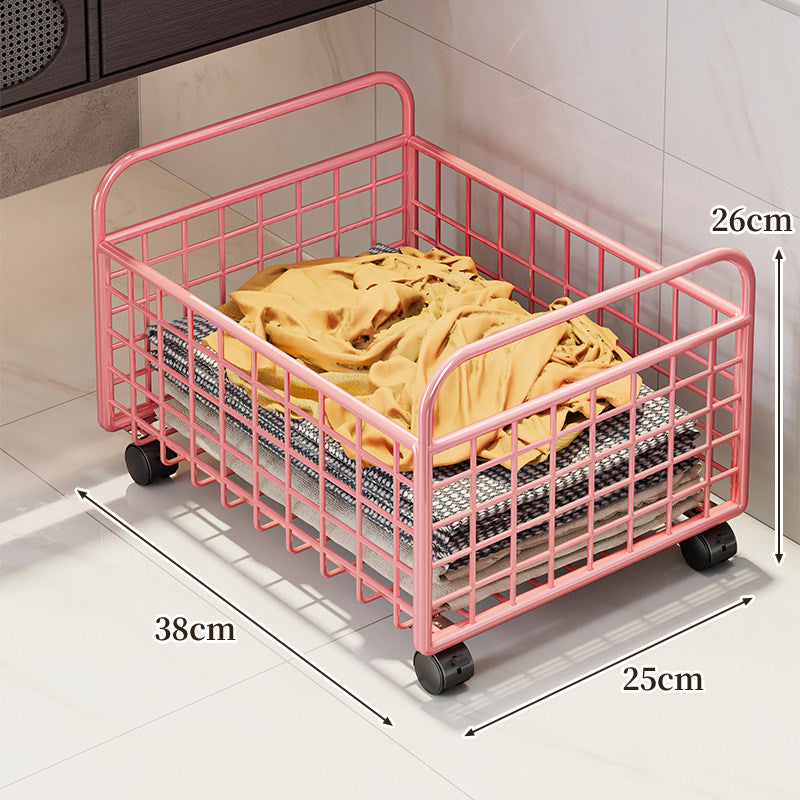 Metal Grid Storage Basket with Carry Handles for Shelving and Cabinet Organization