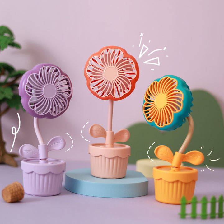 Ladies Decorative Mini Fan with Flower Design Kalsten