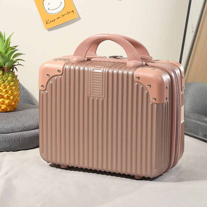 compact hard-shell travel vanity cosmetic and tech organizer with ribbed shell reinforced corners removable padded insert Kalsten