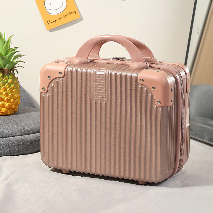 compact hard-shell travel vanity cosmetic and tech organizer with ribbed shell reinforced corners removable padded insert Kalsten