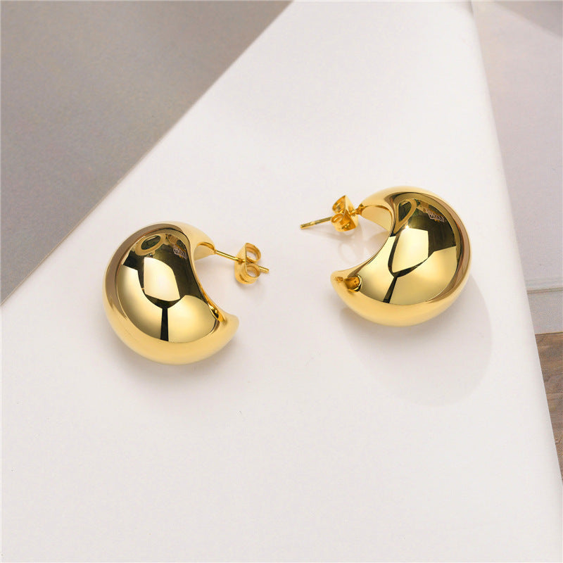 Shiny stainless steel stud earrings Kalsten