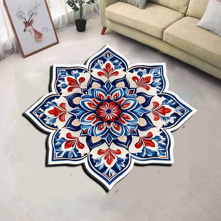 Decorative peacock-themed rug