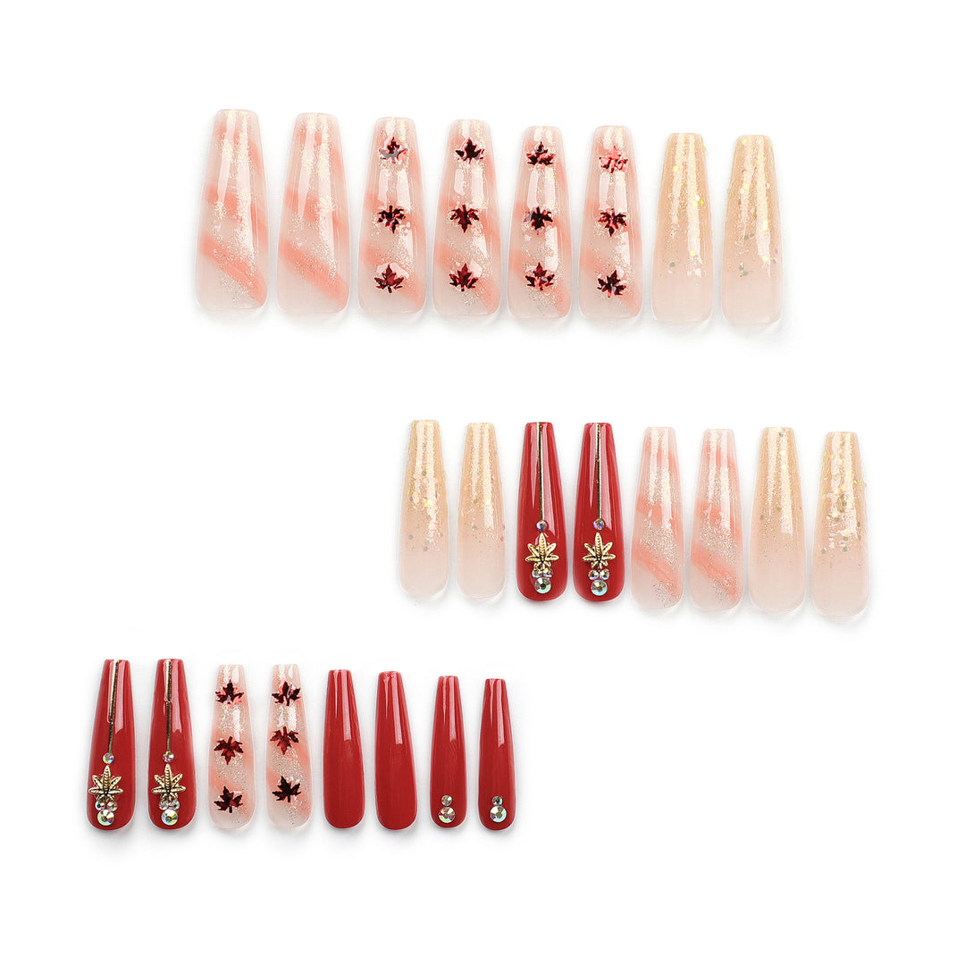 Artistic Nail Extensions with Autumn Motifs Kalsten