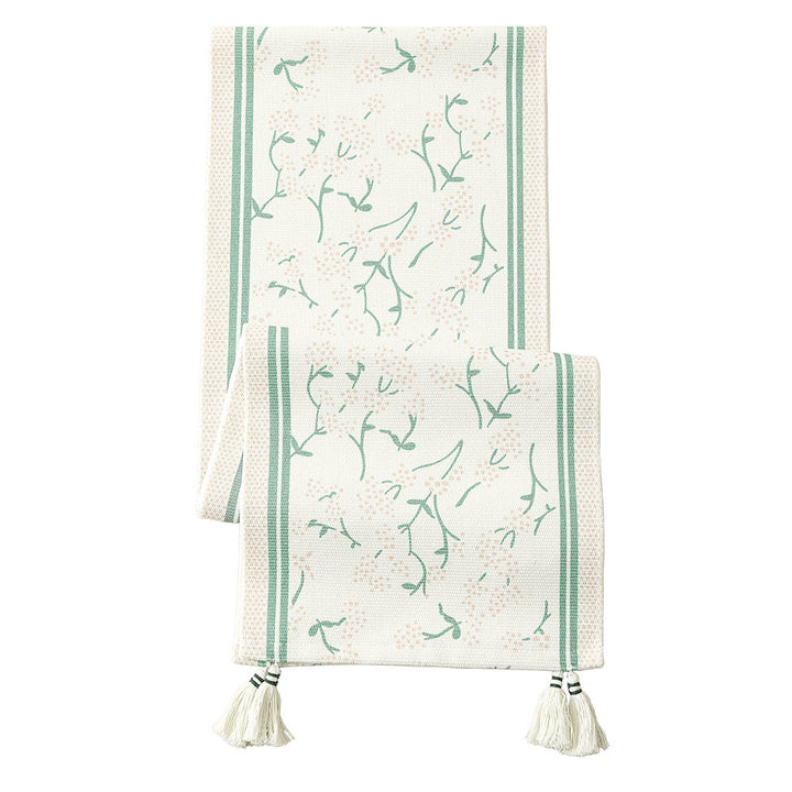 decorative table runner made of woven cotton with tassels Kalsten