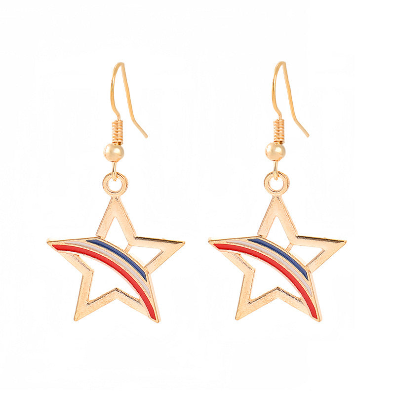 Ladies enamel earrings horseshoe with star stripe motif Kalsten