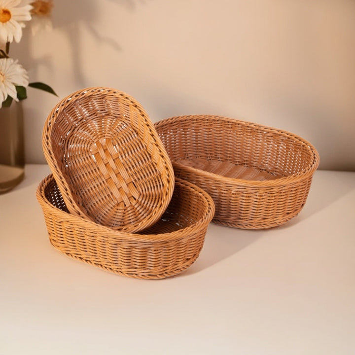 Women's Oval Willow Basket Set with Handwoven Details Kalsten