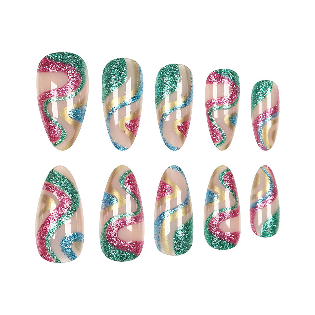 Artistic Glitter Decorated Stiletto Nails Kalsten