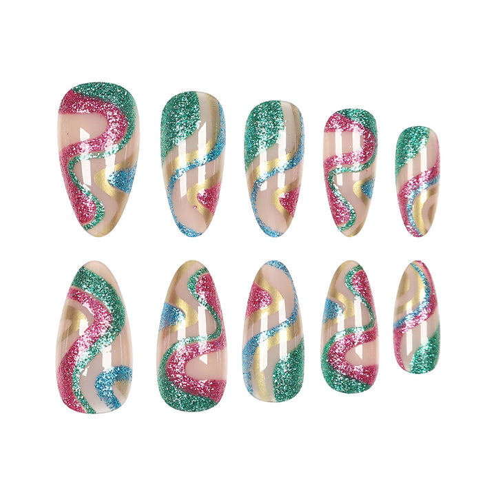 Artistic Glitter Decorated Stiletto Nails Kalsten