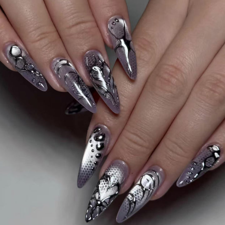 Acrylic nail kit with extravagant 3D designs and glamorous embellishments Kalsten