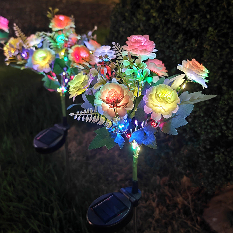 Solar-Powered Realistic Peony Garden Stake With Integrated Warm LED And Weatherproof Base Kalsten